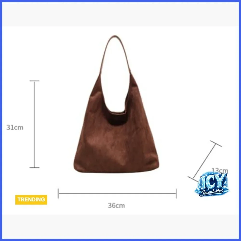 Faux Suede Leather Hobo Shoulder Bag Large Tote Purse